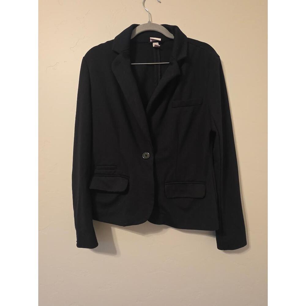 Merona Black Knit Blazer Small Minimalist Office Career Stretch Jacket